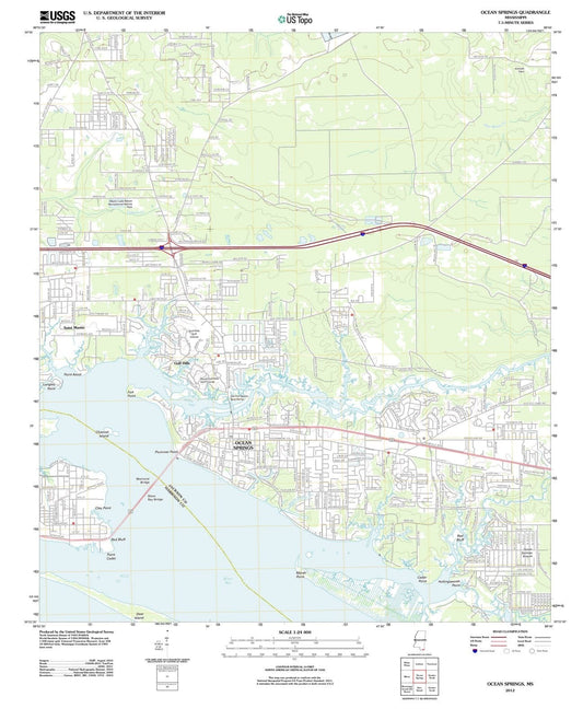 2012 Ocean Springs, MS - Mississippi - USGS Topographic Map