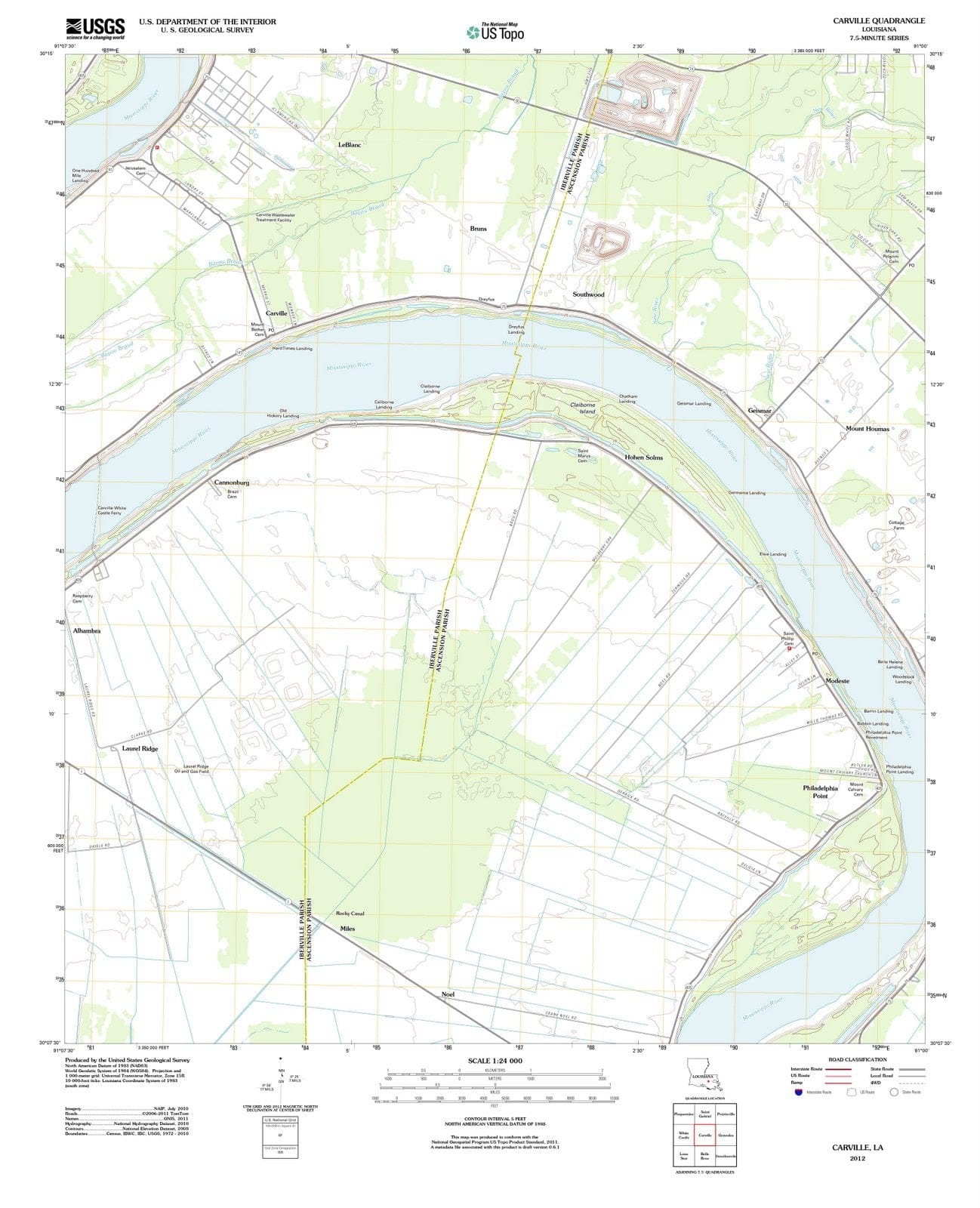 2012 Carville, LA - Louisiana - USGS Topographic Map