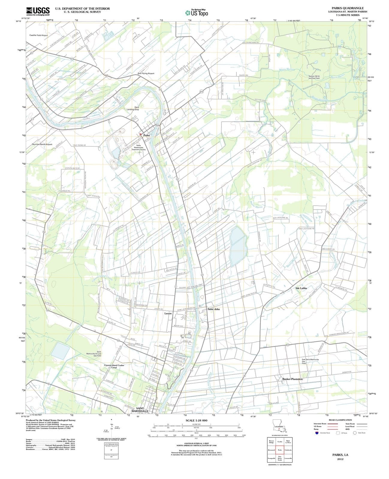 2012 Parks, LA - Louisiana - USGS Topographic Map