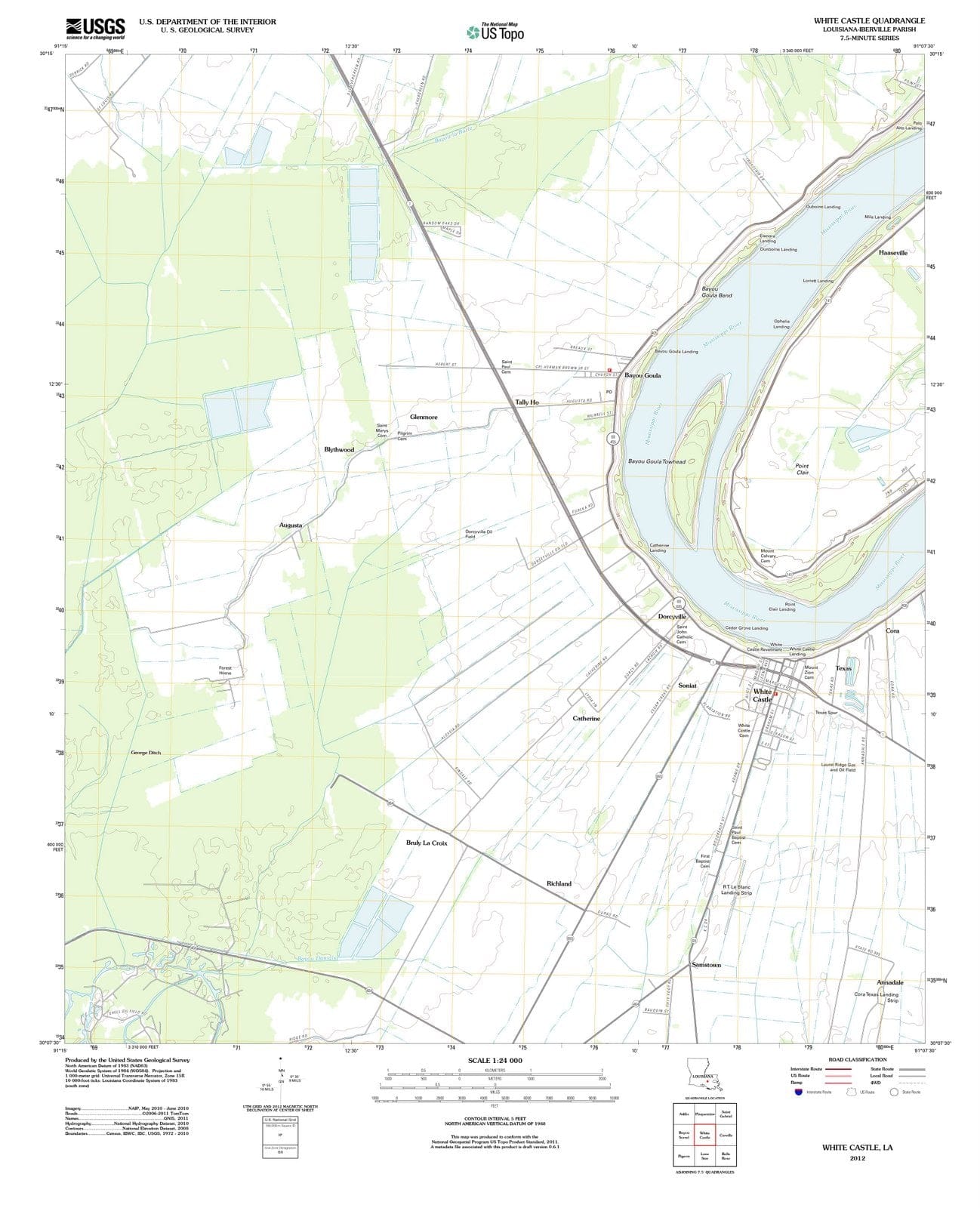 2012 White Castle, LA - Louisiana - USGS Topographic Map