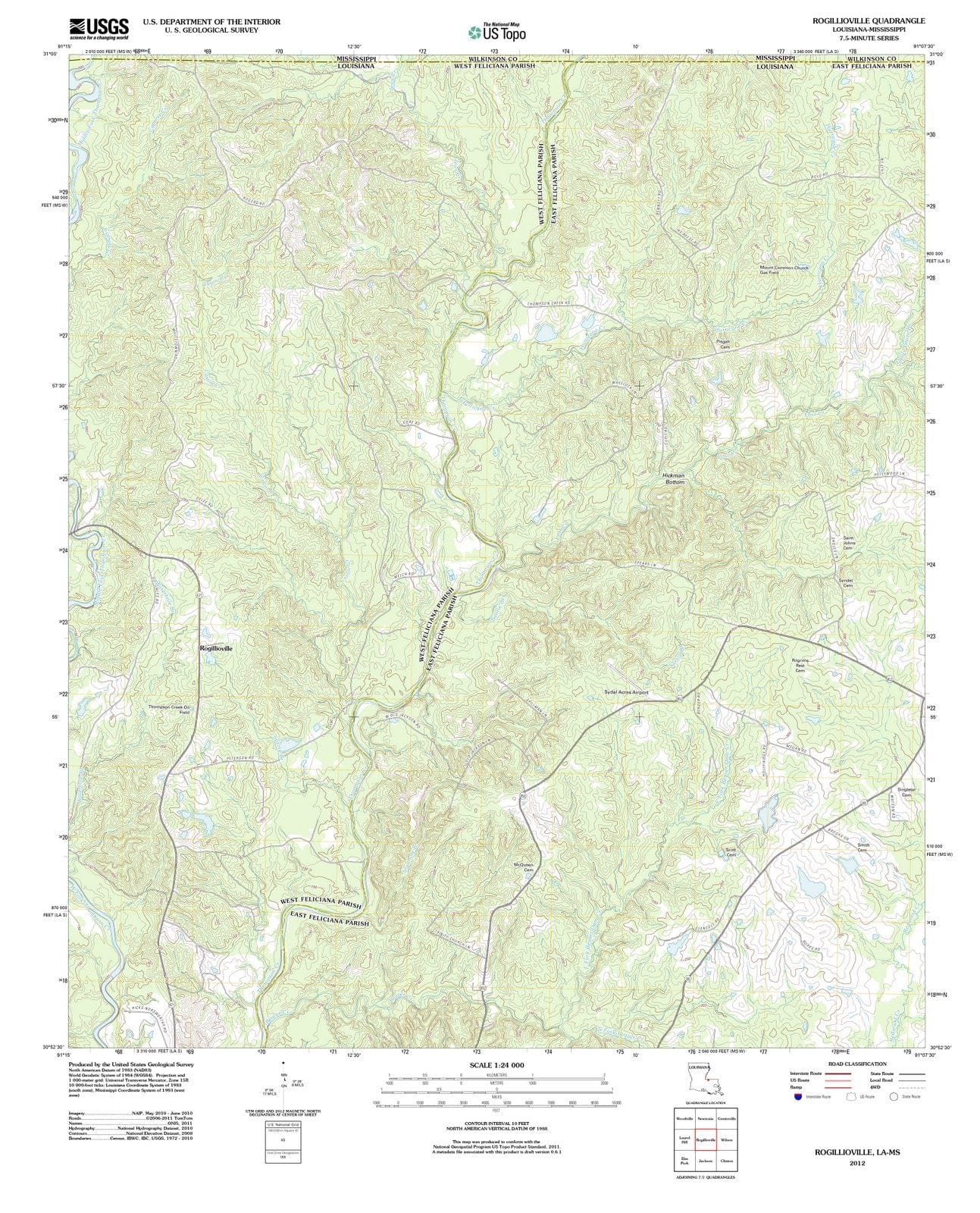 2012 Rogillioville, LA - Louisiana - USGS Topographic Map