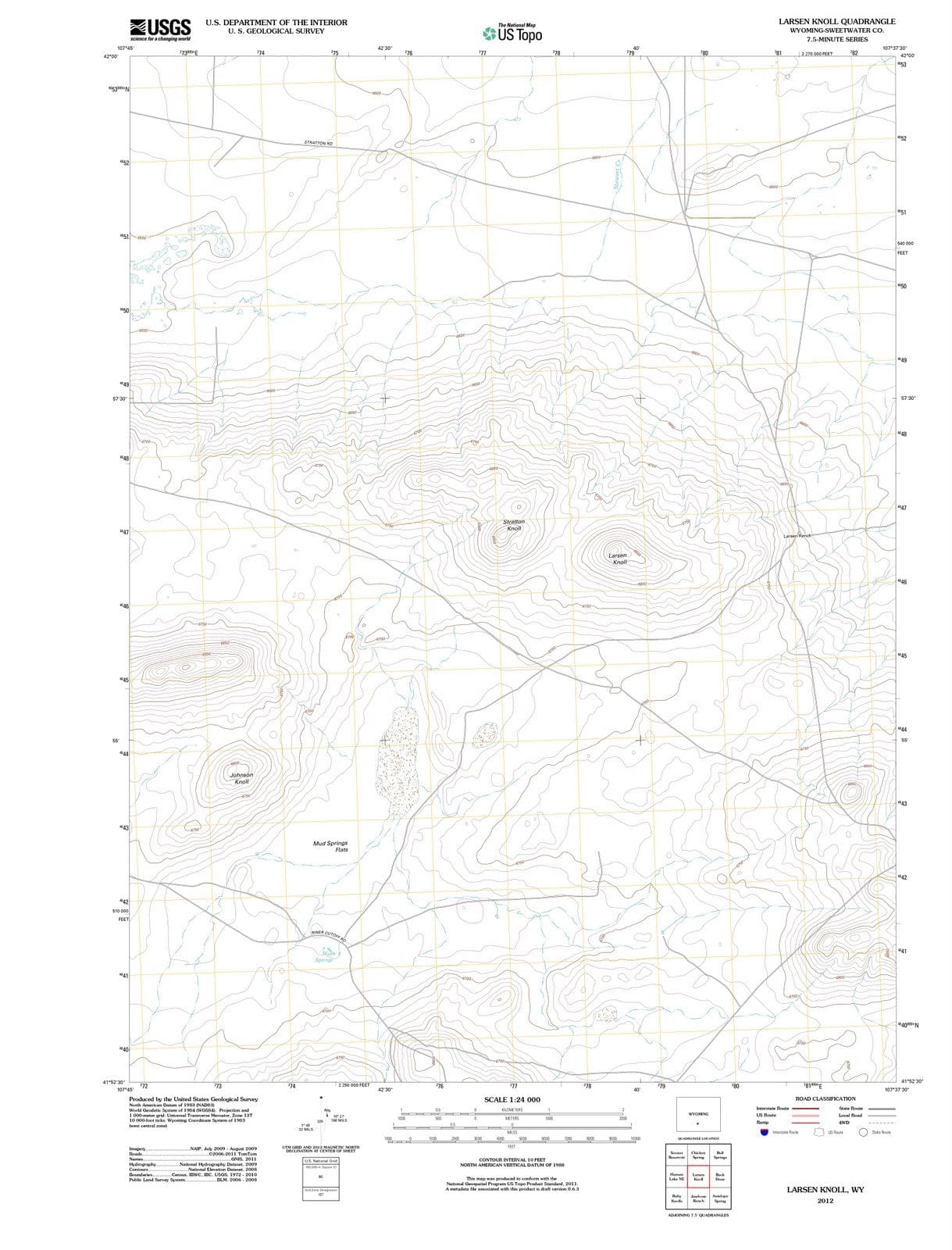 2012 Larsen Knoll, WY - Wyoming - USGS Topographic Map