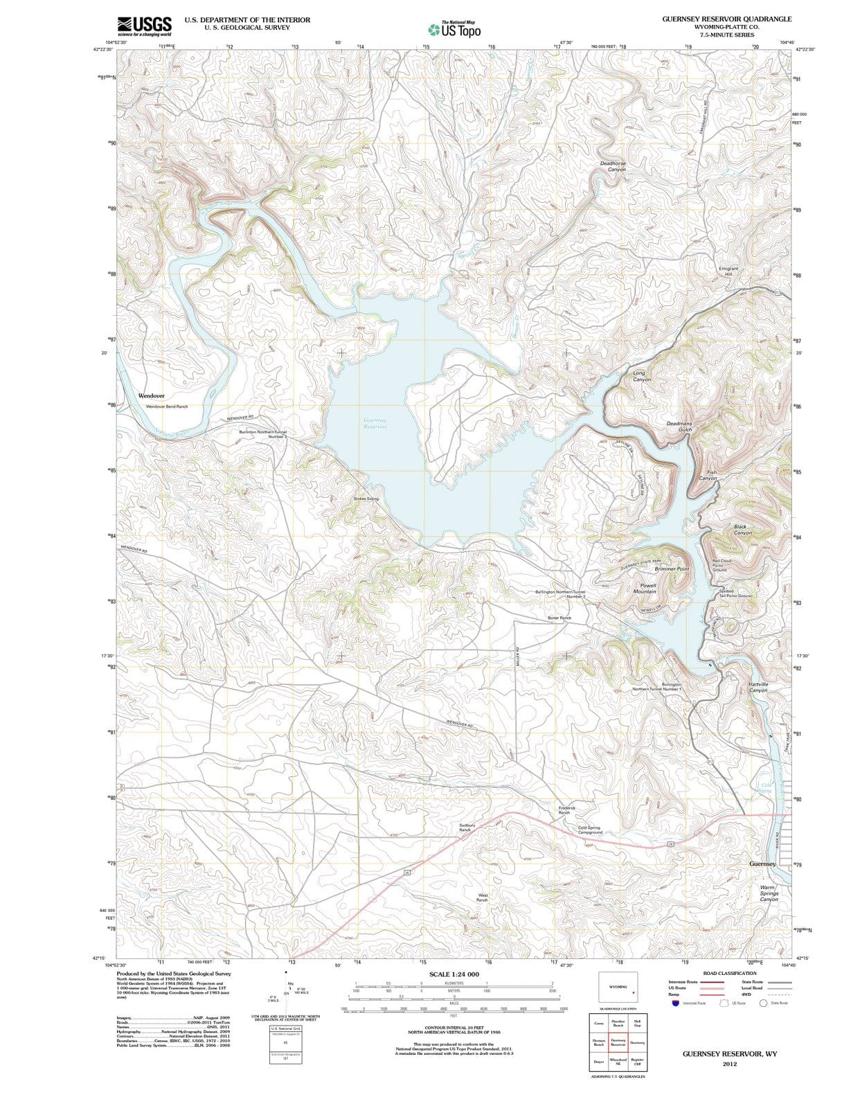 2012 Guernsey Reservoir, WY - Wyoming - USGS Topographic Map