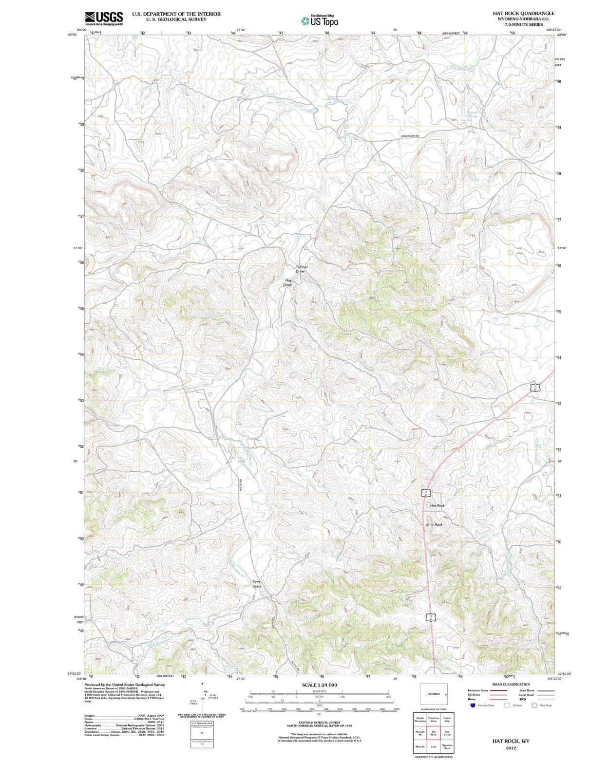 2012 Hat Rock, WY - Wyoming - USGS Topographic Map