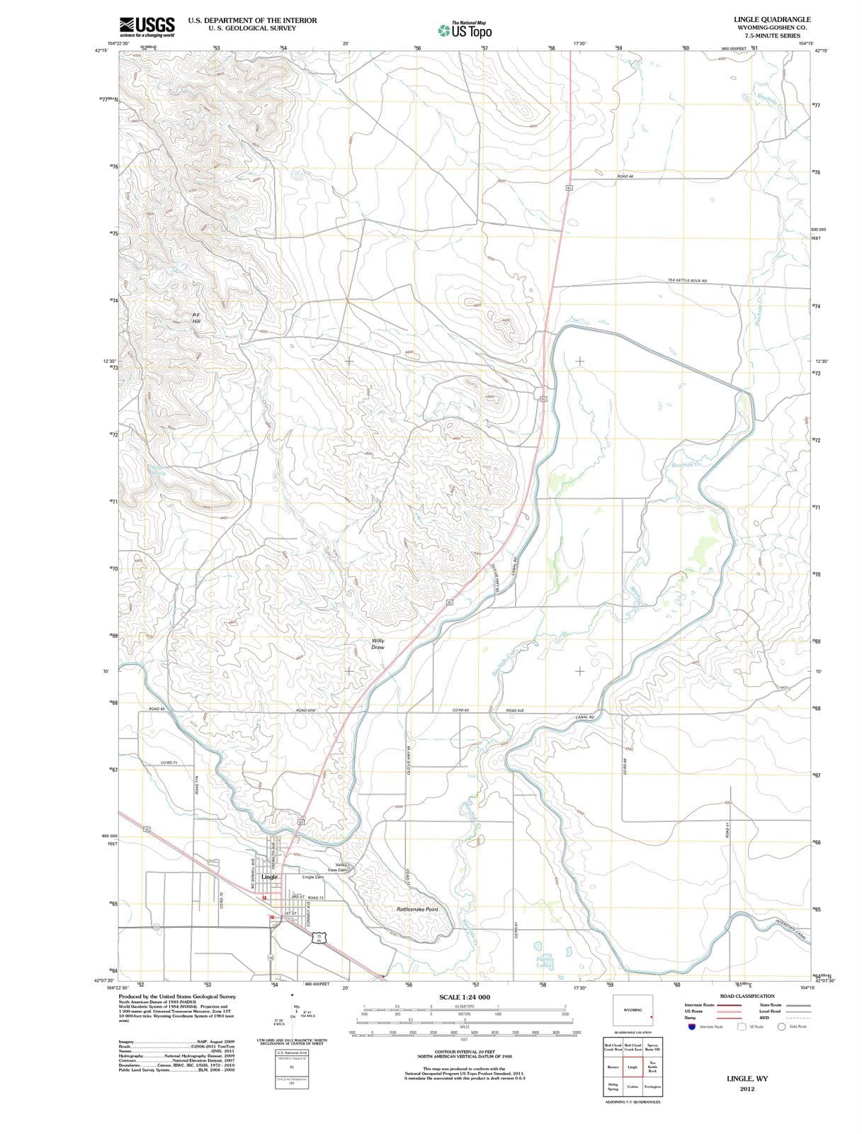 2012 Lingle, WY - Wyoming - USGS Topographic Map