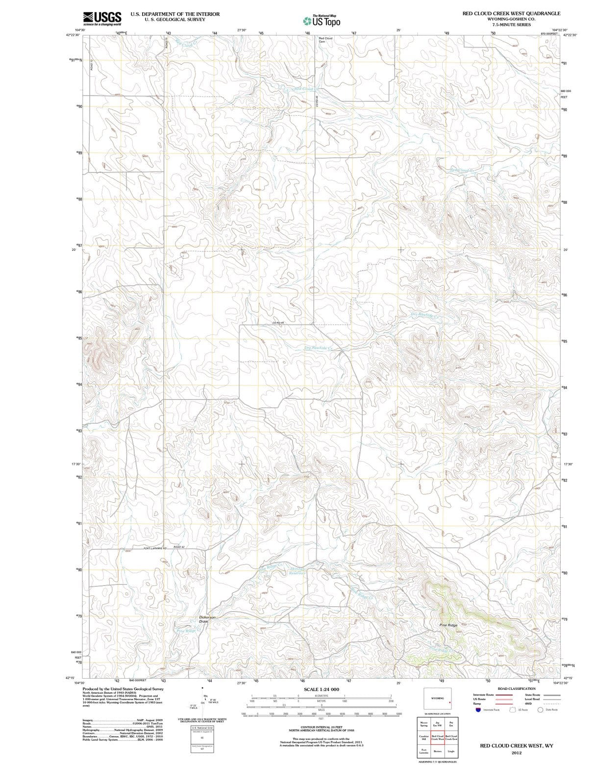 2012 Red Cloud Creek West, WY - Wyoming - USGS Topographic Map