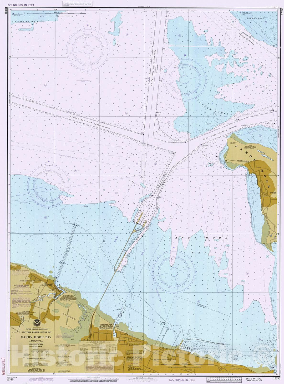 Historic Nautical Map - Sandy Hook Bay, 1983 NOAA Chart - New Jersey (NJ) - Vintage Wall Art