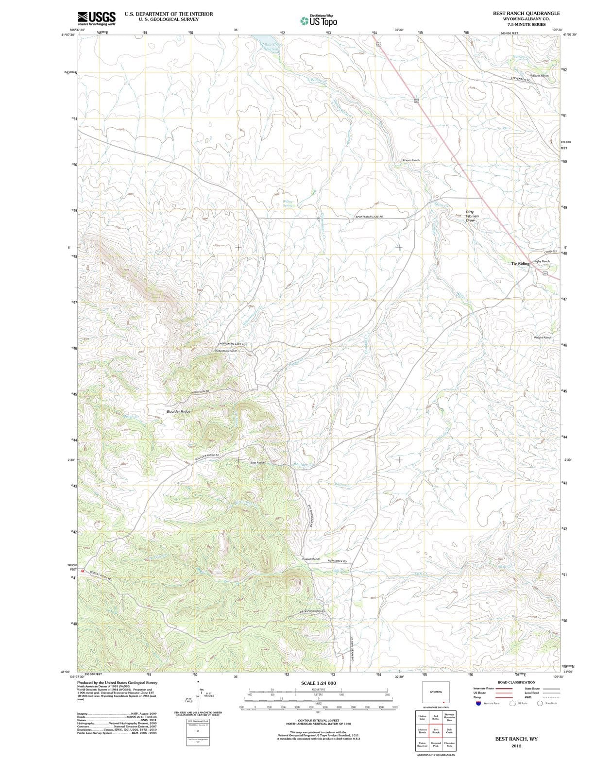2012 Best Ranch, WY - Wyoming - USGS Topographic Map