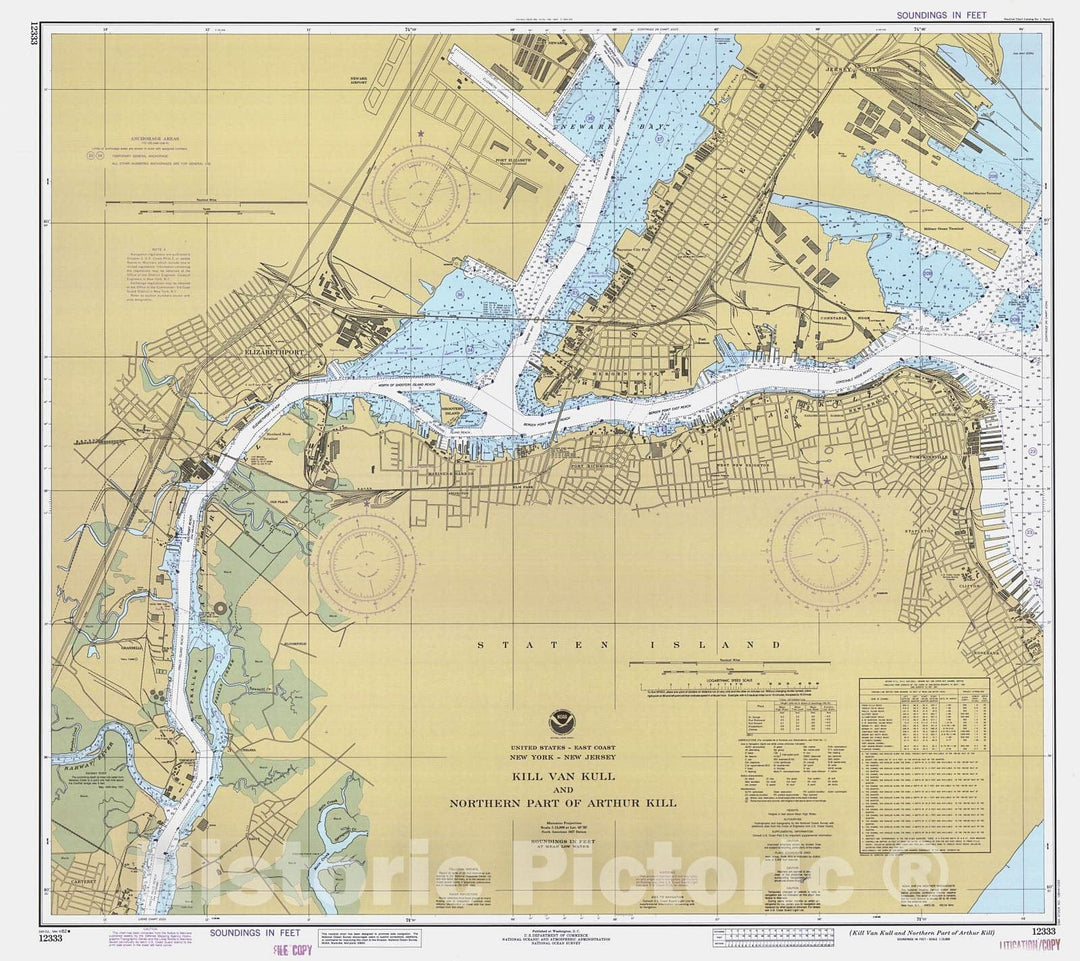 Historic Nautical Map - Kill Van Kull And Northern Part Of Arthur Kill, 1982 NOAA Chart - New Jersey, New York (NJ, NY) - Vintage Wall Art