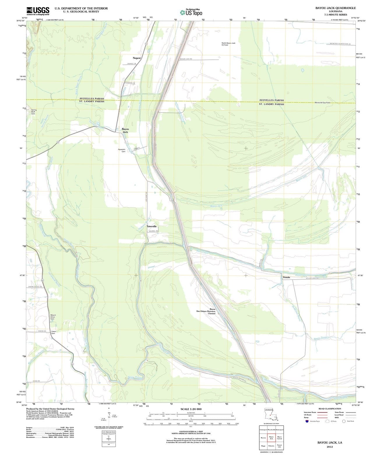 2012 Bayou Jack, LA - Louisiana - USGS Topographic Map
