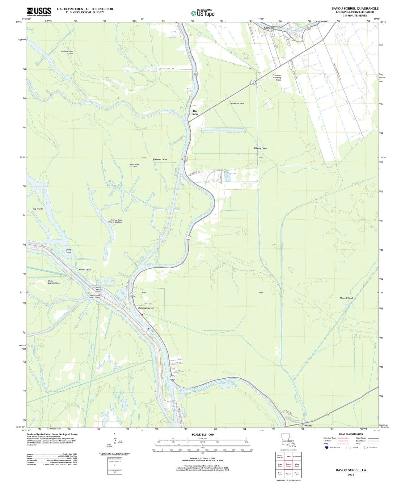 2012 Bayou Sorrel, LA - Louisiana - USGS Topographic Map