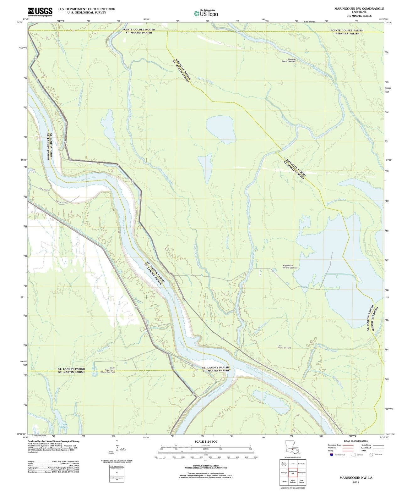 2012 Maringouin, LA - Louisiana - USGS Topographic Map v2