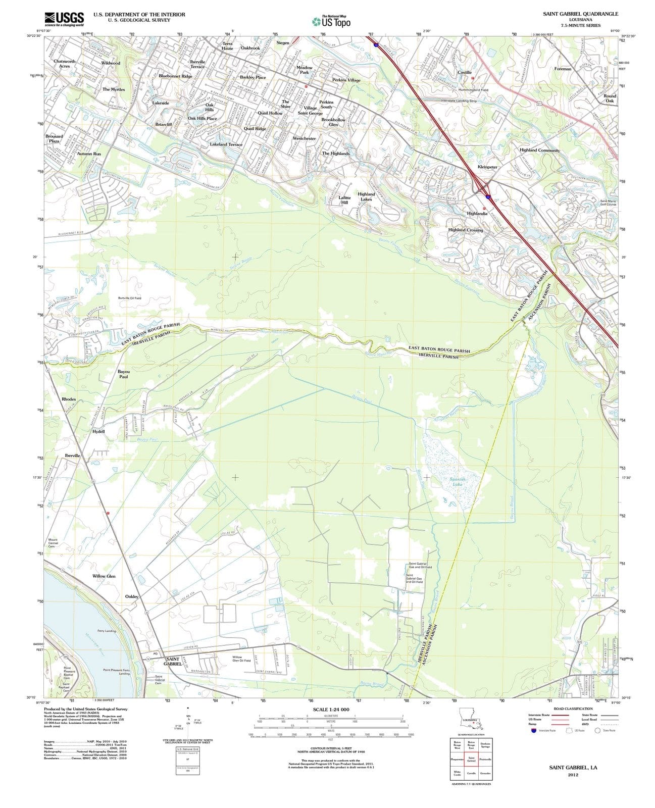 2012 Saint Gabriel, LA - Louisiana - USGS Topographic Map