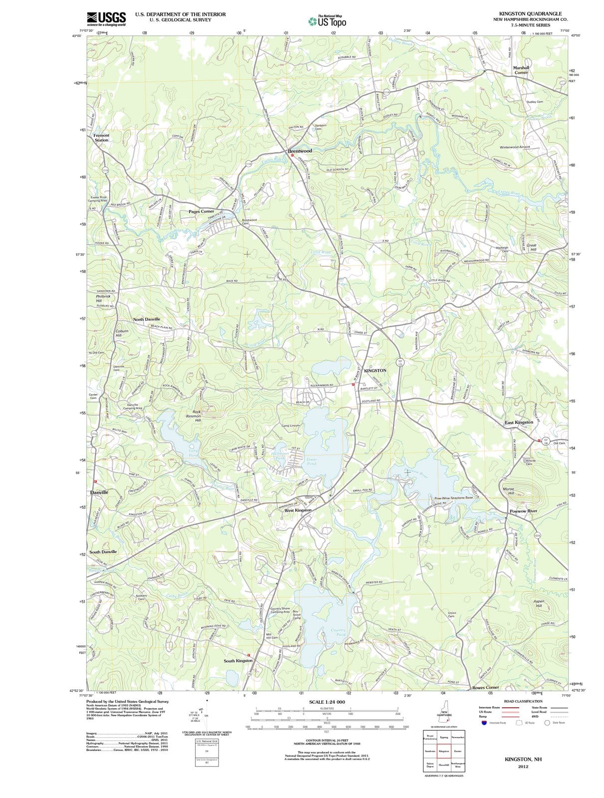 2012 Kingston, NH - New Hampshire - USGS Topographic Map
