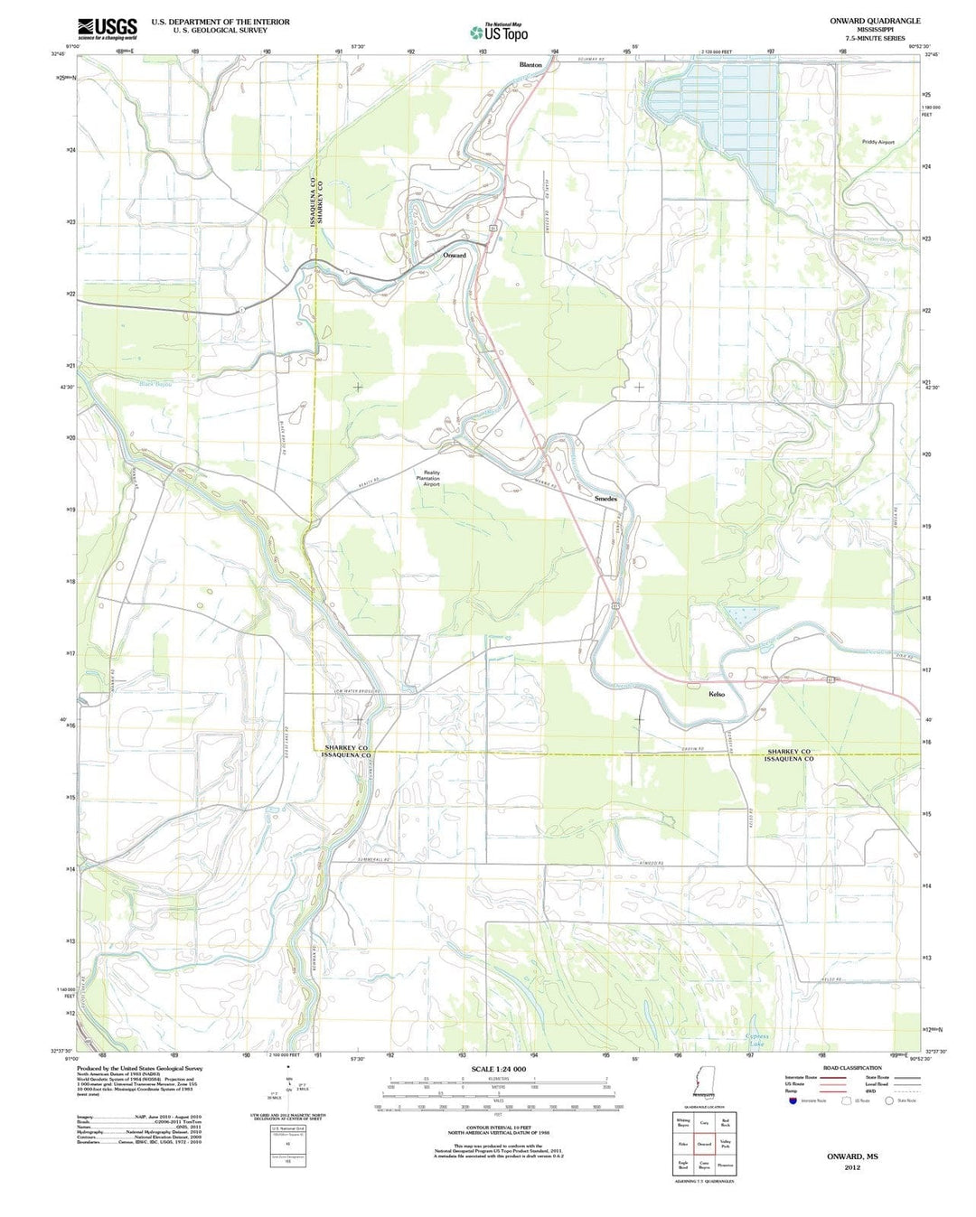 2012 Onward, MS - Mississippi - USGS Topographic Map