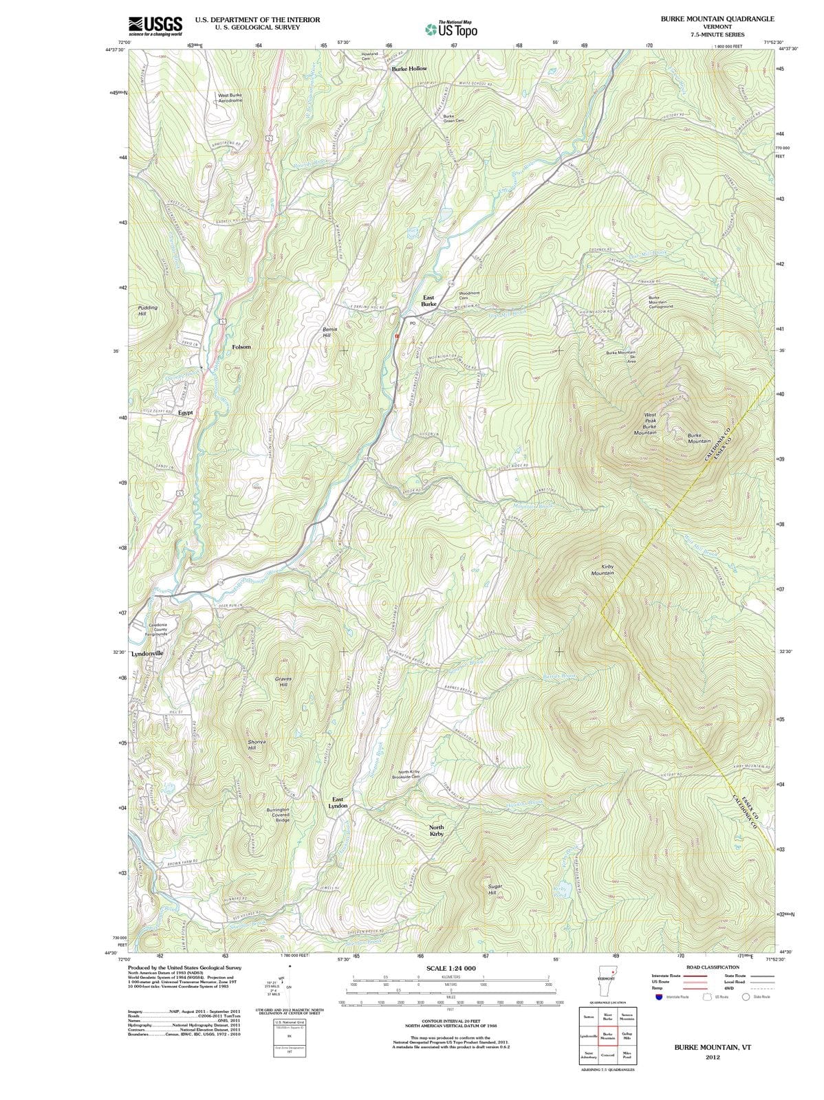 2012 Burke Mountain, VT - Vermont - USGS Topographic Map