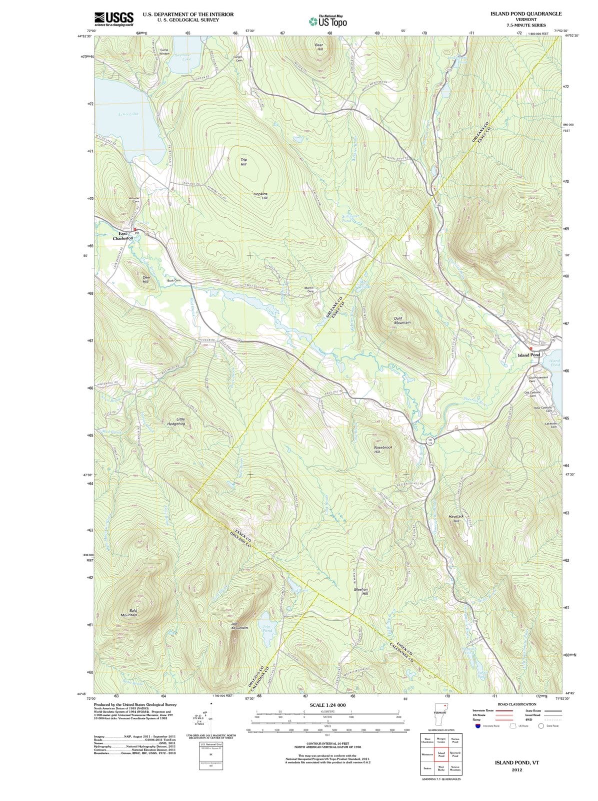 2012 Island Pond, VT - Vermont - USGS Topographic Map