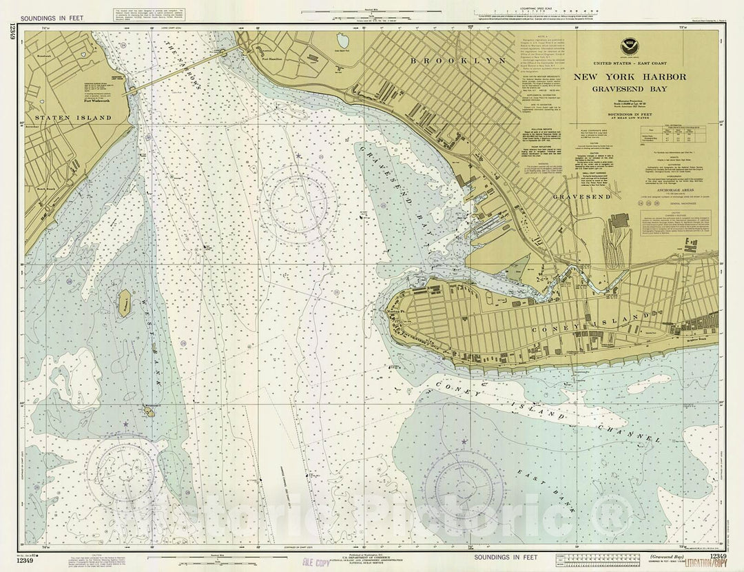 Historic Nautical Map - Gravesend Bay, 1983 NOAA Chart - New York (NY) - Vintage Wall Art