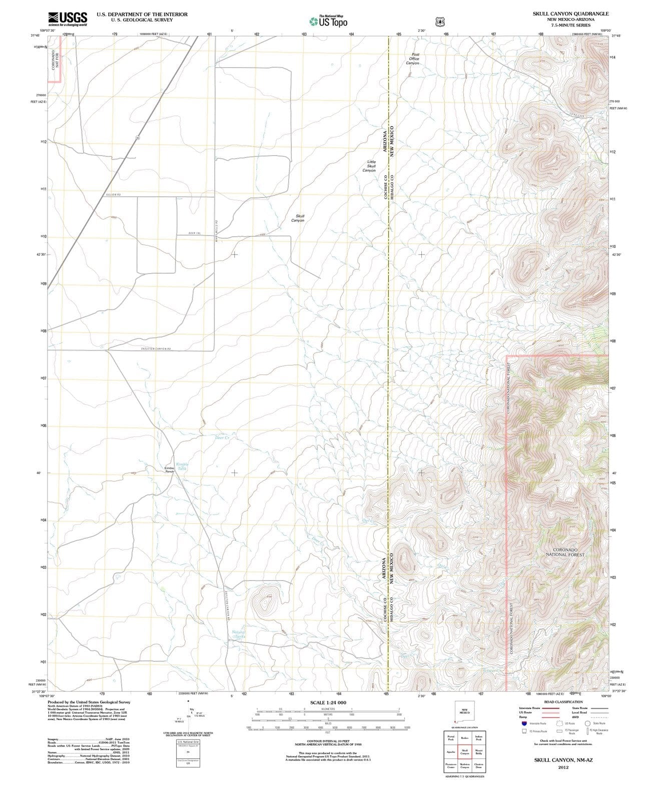 2012 Skull Canyon, NM - New Mexico - USGS Topographic Map