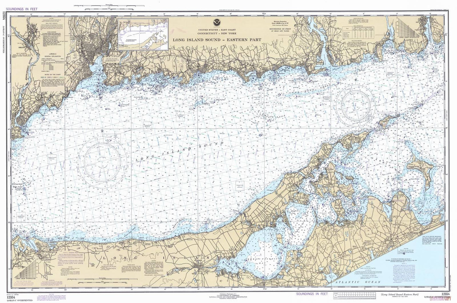 Historic Nautical Map - Long Island Sound - Eastern Part, 1980 NOAA Chart - Connecticut, New York (CT, NY) - Vintage Wall Art
