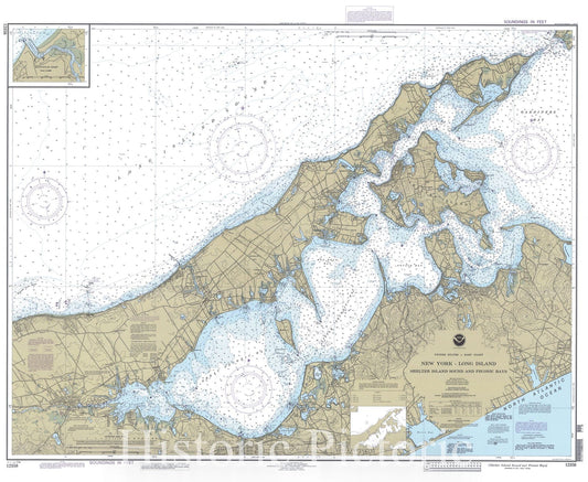 Historic Nautical Map - Shelter Island Sound And Peconic Bays, 1994 NOAA Chart - New York (NY) - Vintage Wall Art