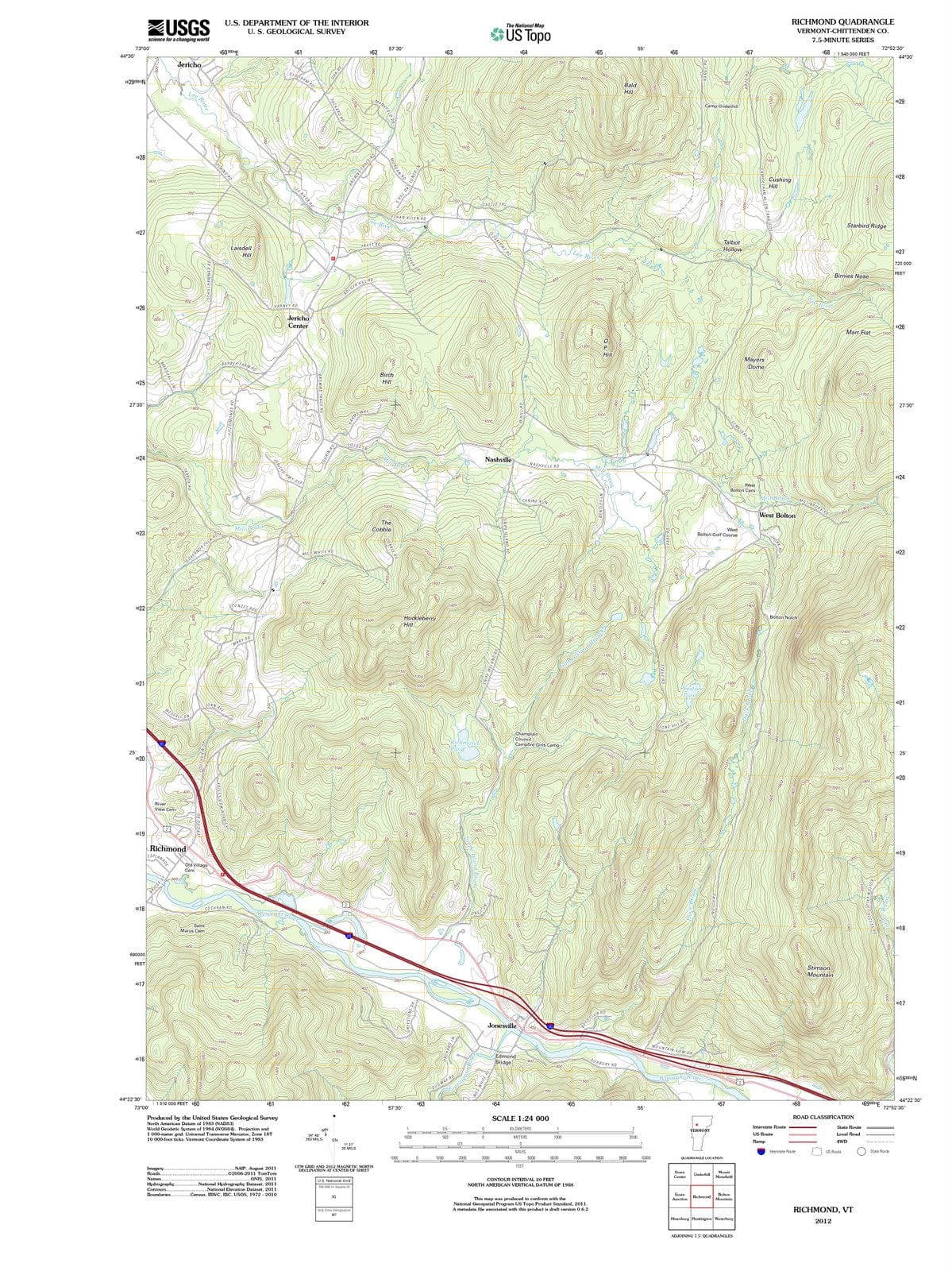 2012 Richmond, VT - Vermont - USGS Topographic Map
