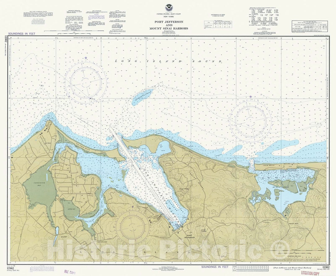 Historic Nautical Map - Port Jefferson And Mount Sinai Harbors, 1978 NOAA Chart - New York (NY) - Vintage Wall Art