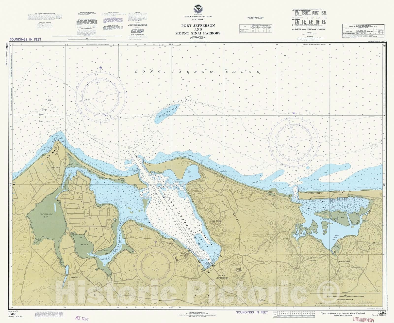 Historic Nautical Map - Port Jefferson And Mount Sinai Harbors, 1978 NOAA Chart - New York (NY) - Vintage Wall Art