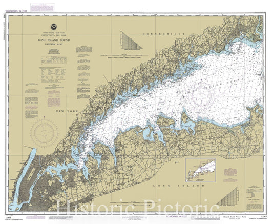 Historic Nautical Map - Long Island Sound - Western Part, 1994 NOAA Chart - Connecticut, New York (CT, NY) - Vintage Wall Art