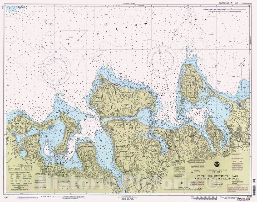 Historic Nautical Map - Oyster And Huntington Bays, 1993 NOAA Chart - New York (NY) - Vintage Wall Art