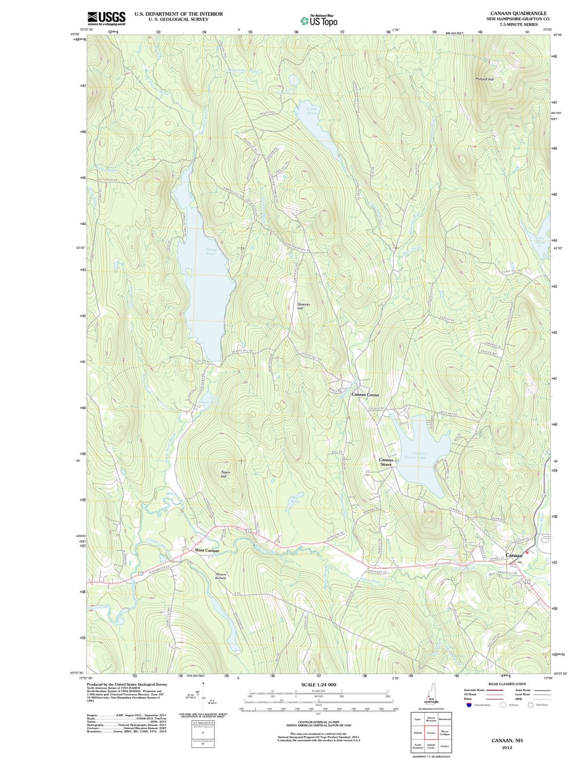 2012 Canaan, NH - New Hampshire - USGS Topographic Map
