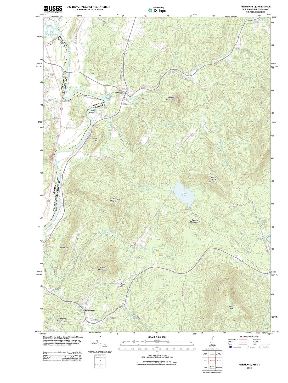 2012 Piermont, NH - New Hampshire - USGS Topographic Map