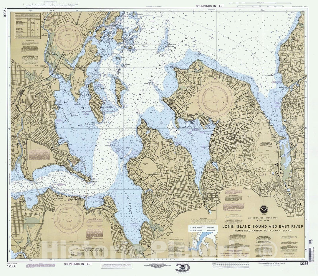 Historic Nautical Map - Hempstead Harbor To Tallman Island, 2000 NOAA Chart - New York (NY) - Vintage Wall Art