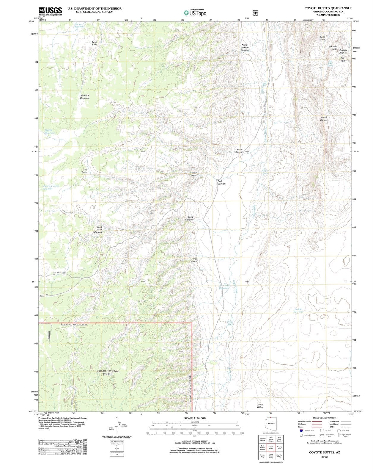 2012 Coyote Buttes, AZ - Arizona - USGS Topographic Map