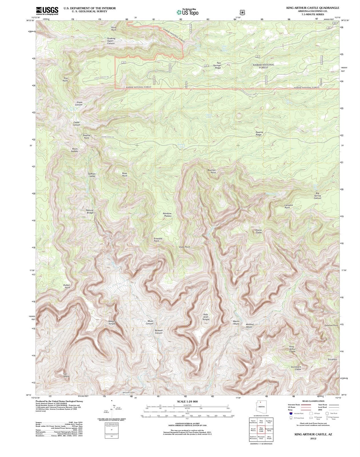 2012 King Arthur Castle, AZ - Arizona - USGS Topographic Map