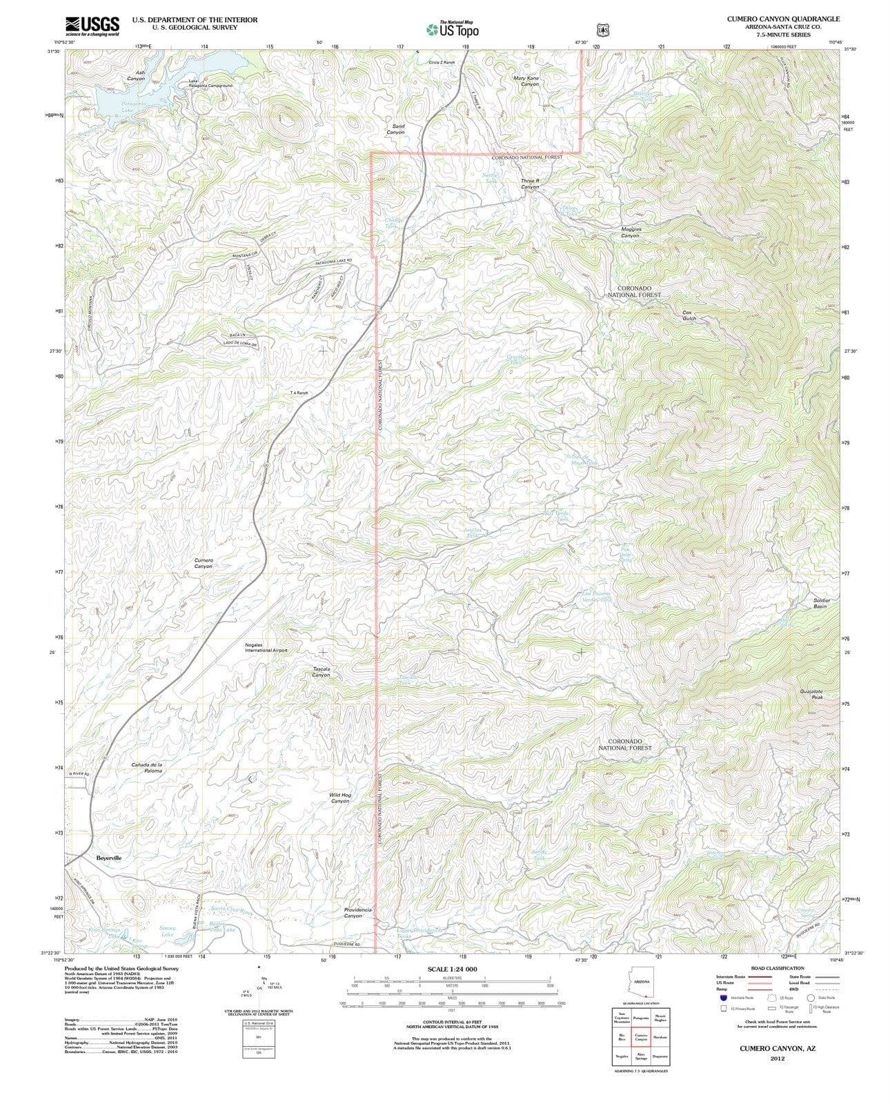 2012 Cumero Canyon, AZ - Arizona - USGS Topographic Map