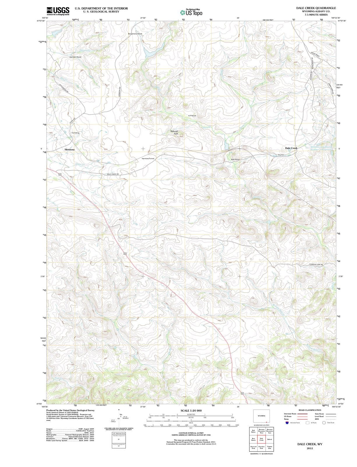 2012 Dale Creek, WY - Wyoming - USGS Topographic Map