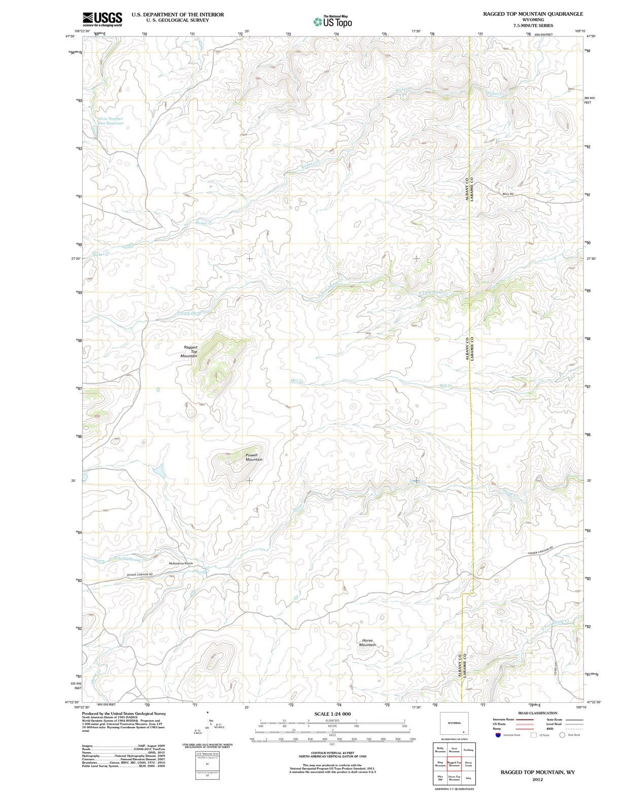 2012 Ragged Top Mountain, WY - Wyoming - USGS Topographic Map