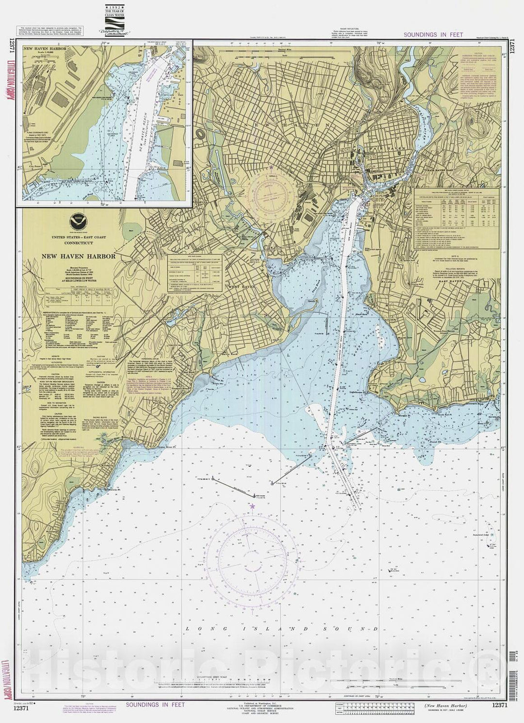 Historic Nautical Map - New Haven Harbor, 1992 NOAA Chart - Connecticut (CT) - Vintage Wall Art