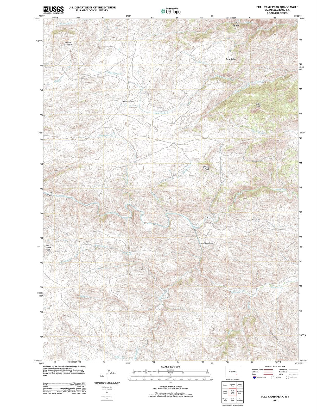 2012 Bull Camp Peak, WY - Wyoming - USGS Topographic Map