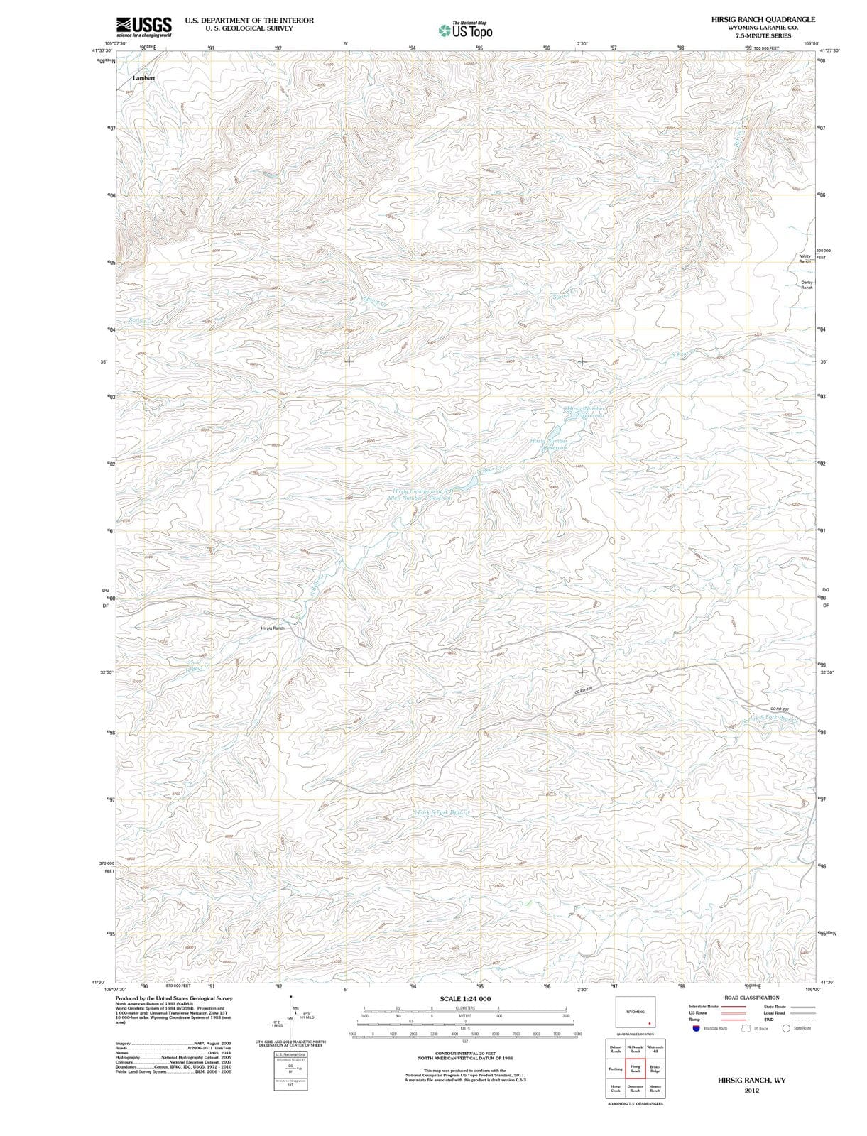 2012 Hirsig Ranch, WY - Wyoming - USGS Topographic Map