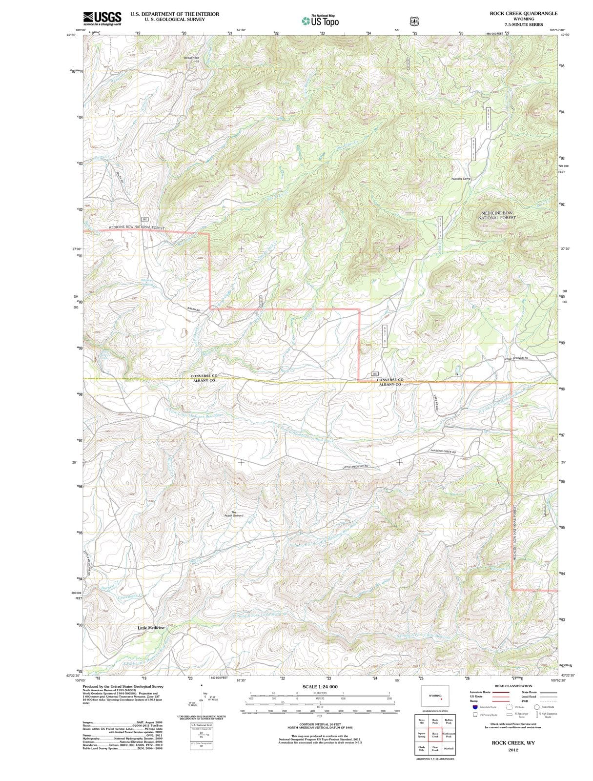 2012 Rockreek, WY - Wyoming - USGS Topographic Map