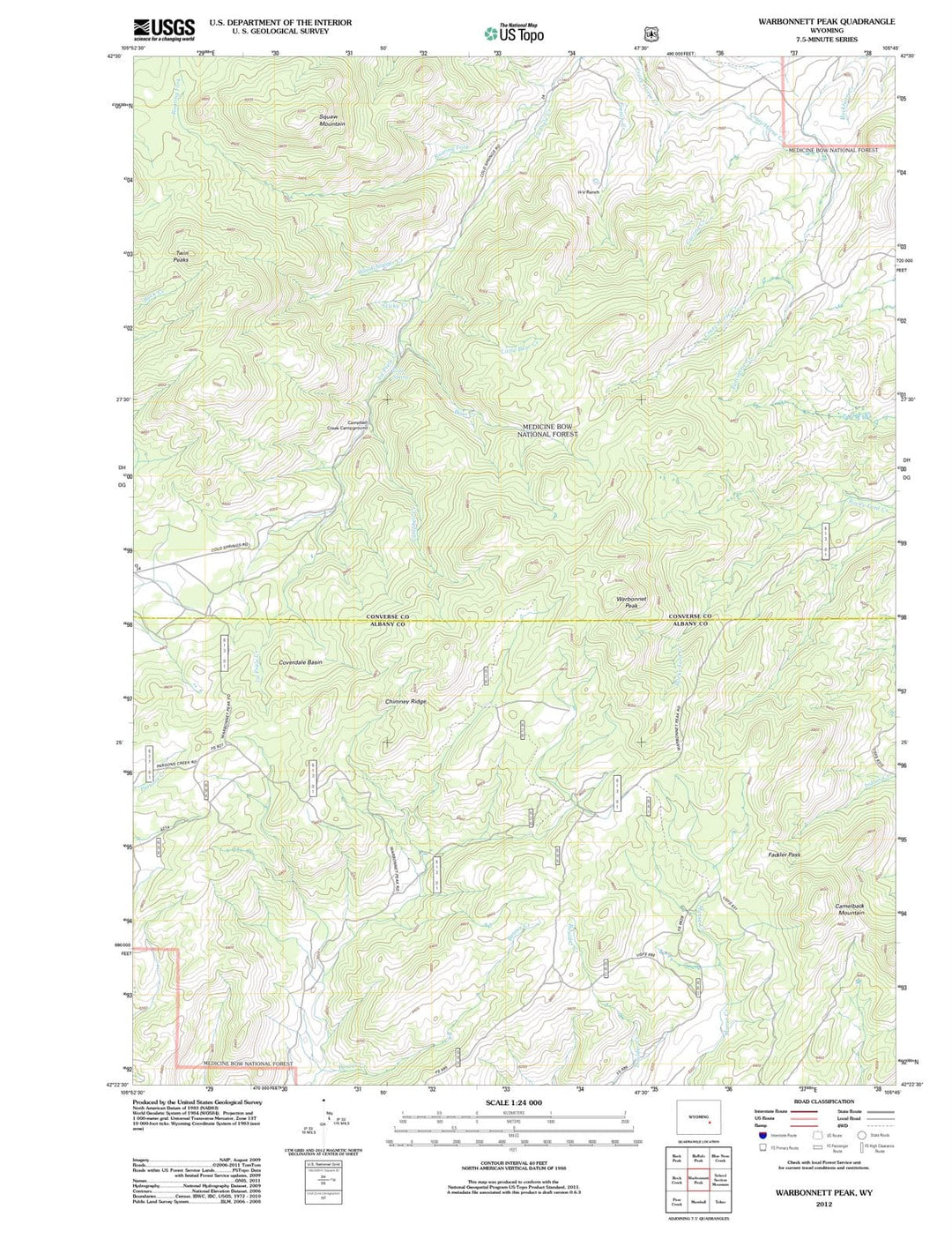 2012 Warbonnett Peak, WY - Wyoming - USGS Topographic Map