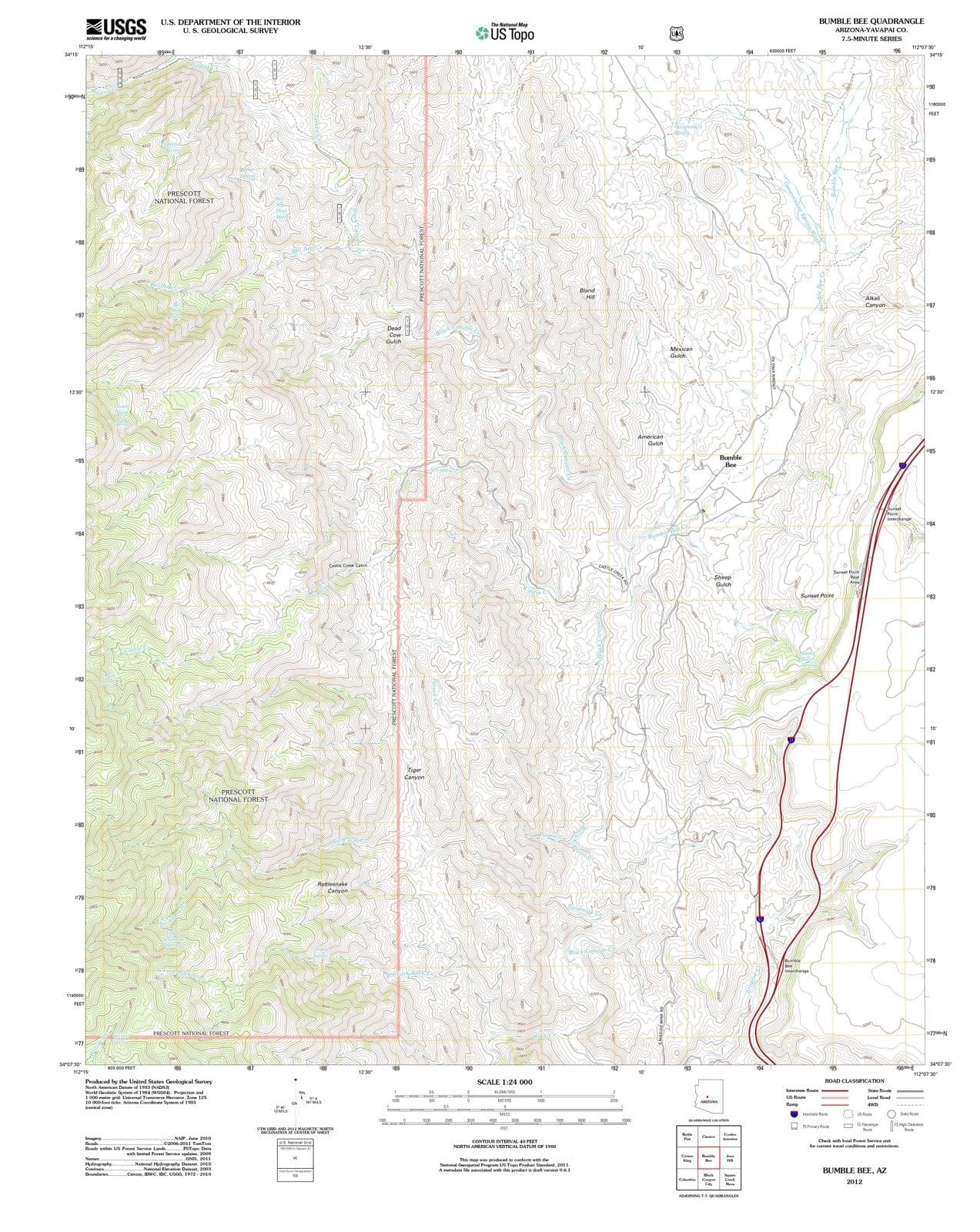 2012 Bumble Bee, AZ - Arizona - USGS Topographic Map