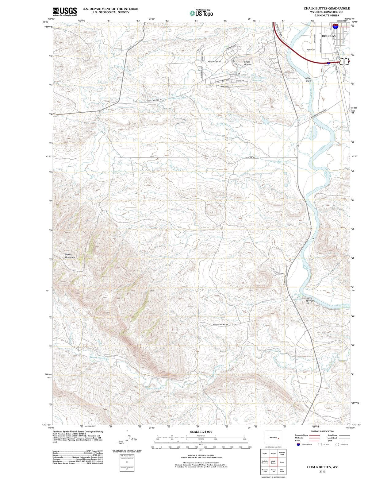 2012 Chalk Buttes, WY - Wyoming - USGS Topographic Map