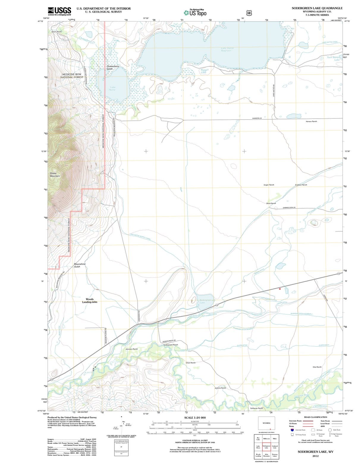 2012 Sodergreen Lake, WY - Wyoming - USGS Topographic Map
