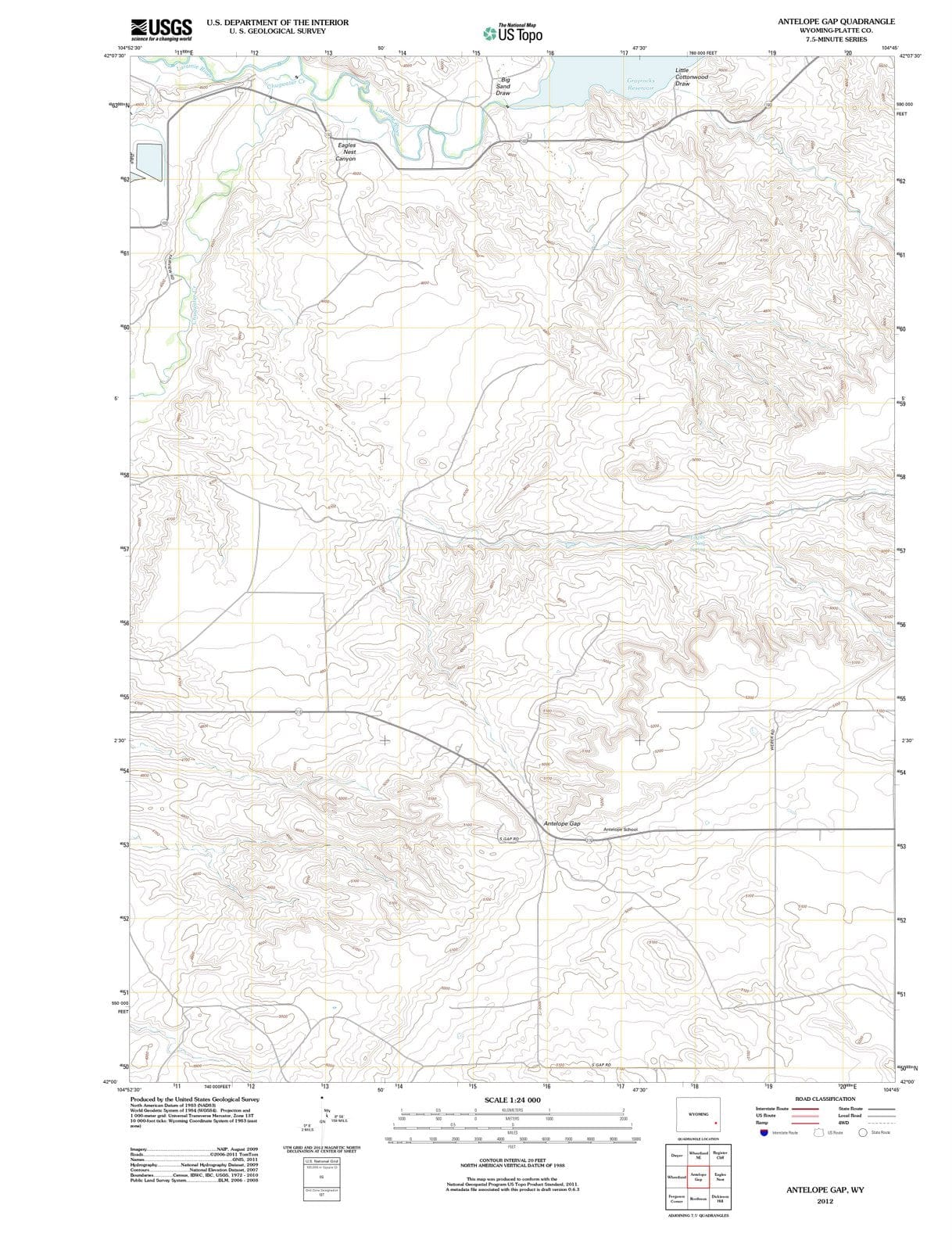 2012 Antelope Gap, WY - Wyoming - USGS Topographic Map