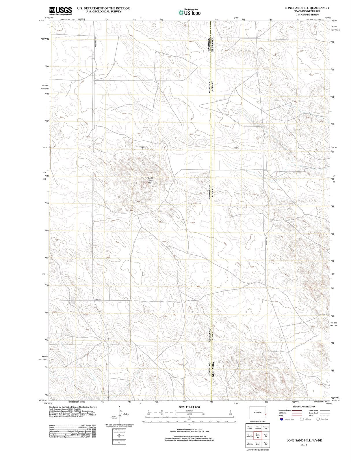 2012 Lone Sand Hill, WY - Wyoming - USGS Topographic Map
