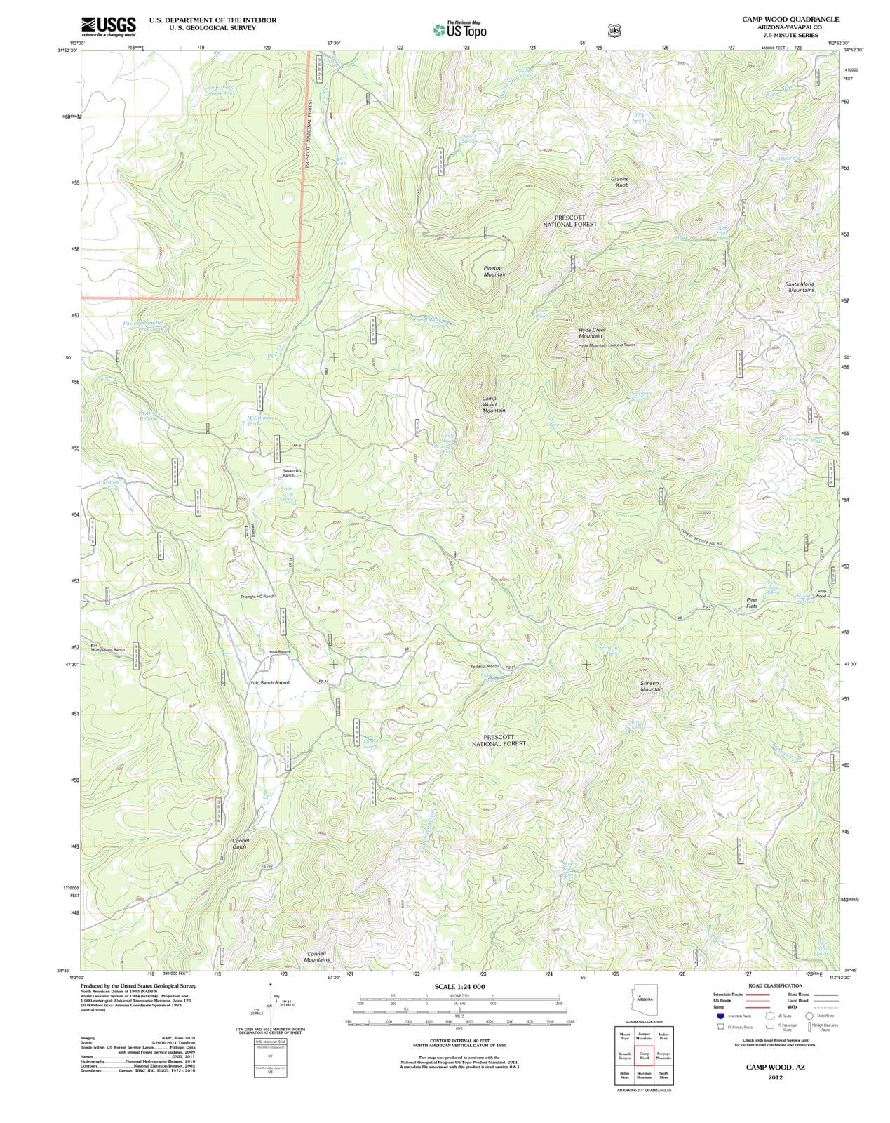 2012 Camp Wood, AZ - Arizona - USGS Topographic Map