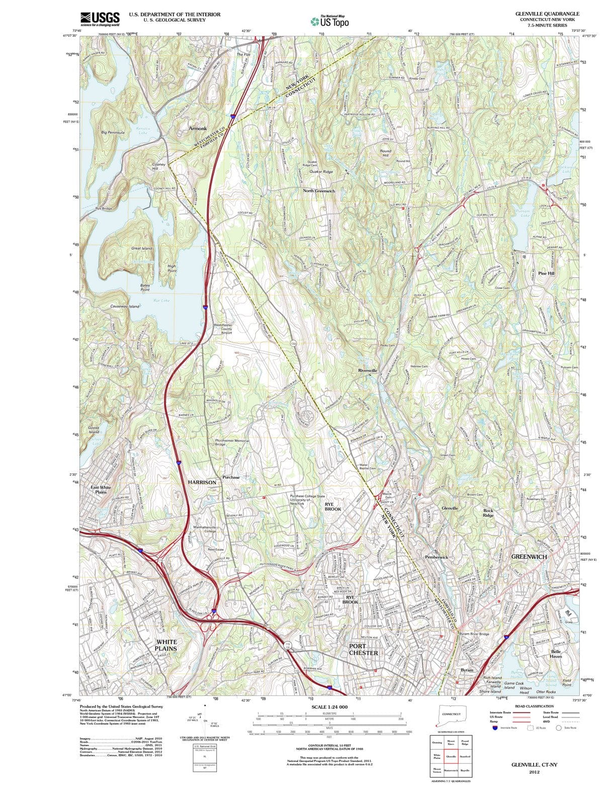 2012 Glenville, CT - Connecticut - USGS Topographic Map